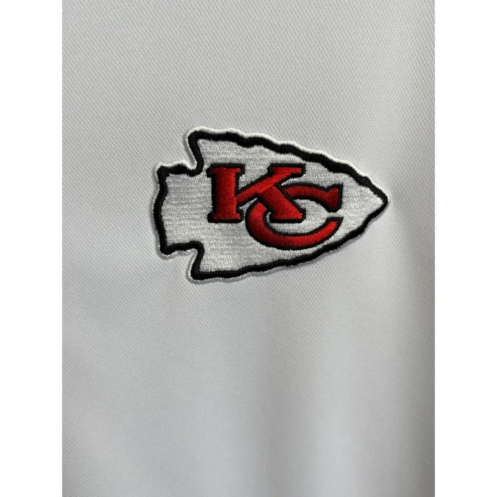 Kansas‎ City Chiefs White Polo Shirt Size XL Dri-Fit Short Sleeved